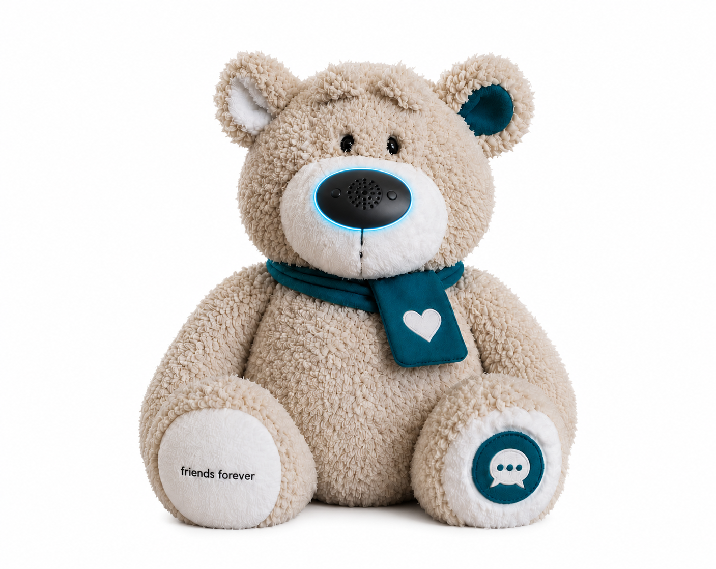 plushmind Kuscheltier – ein flauschiger Teddybär mit Schal, Produktvisualisierung
